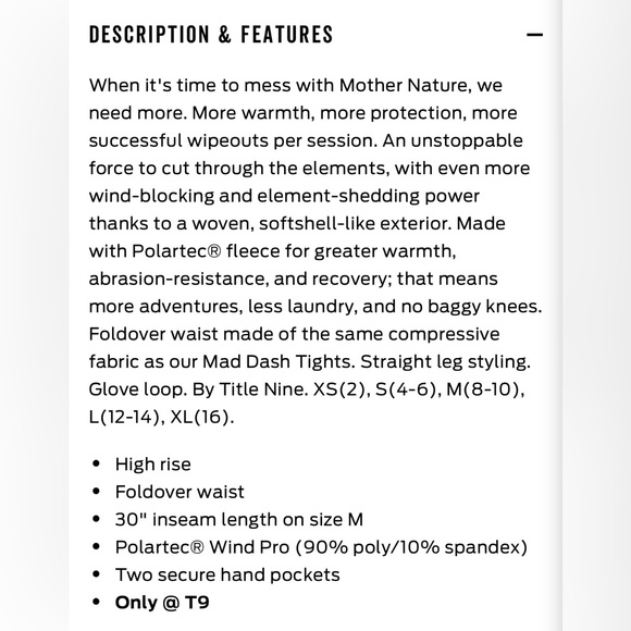 Title Nine Crash More 2.0 Polartec Pants Women’s M Black Fleece Outdoor Active - Picture 9 of 16